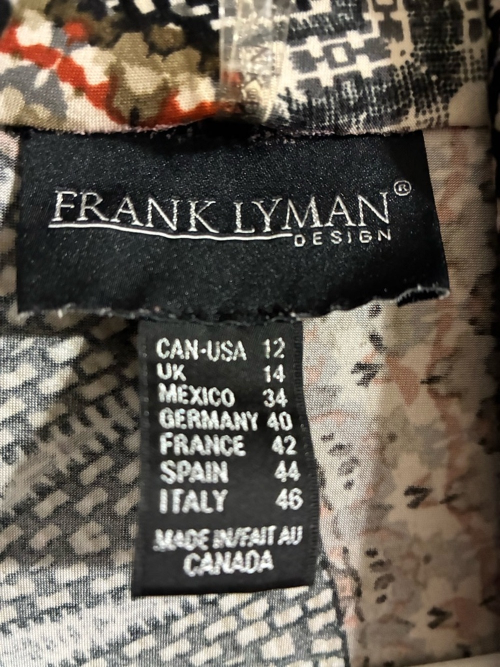Frank Lyman Design Black, Cream & Rust Abstract Print Cardigan - Picture 3 of 3